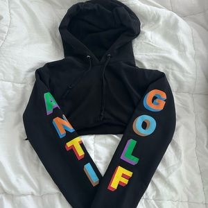 anti golf cropped hoodie